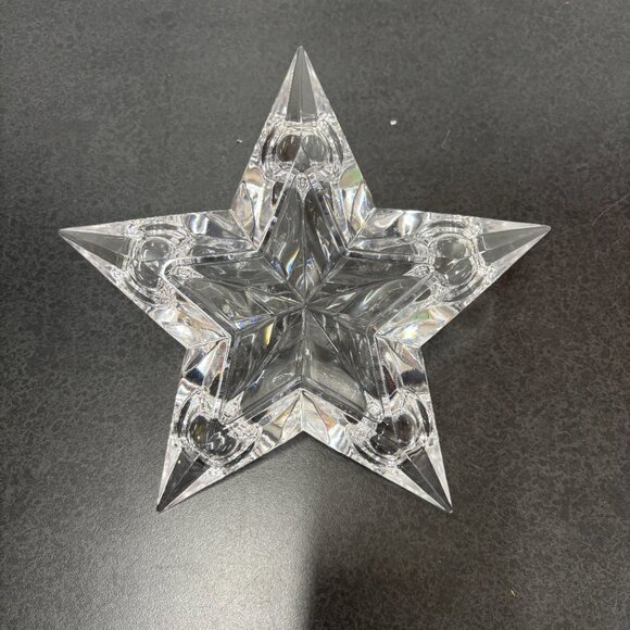 Mikasa Stellar Star 5 Hole Lead Crystal Candle Holder Clear Xmas Centerpiece - Picture 3 of 10